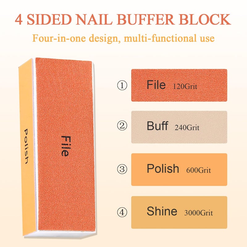 Furtherpretty Nail Buffer and Shine Kit, 4 Sided Nail Buffer Block Nail Files for Natural Nails Buffing Sanding Polishing Fingernail Smoother Block 100/120/240/600/3000 Grit Nail Filer Manicure Tools - Image 3